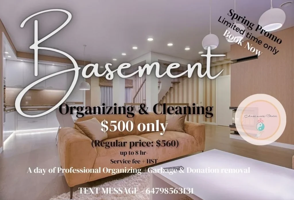 Basement organizing and cleaning $500 spring promo from Chaos Meets Order