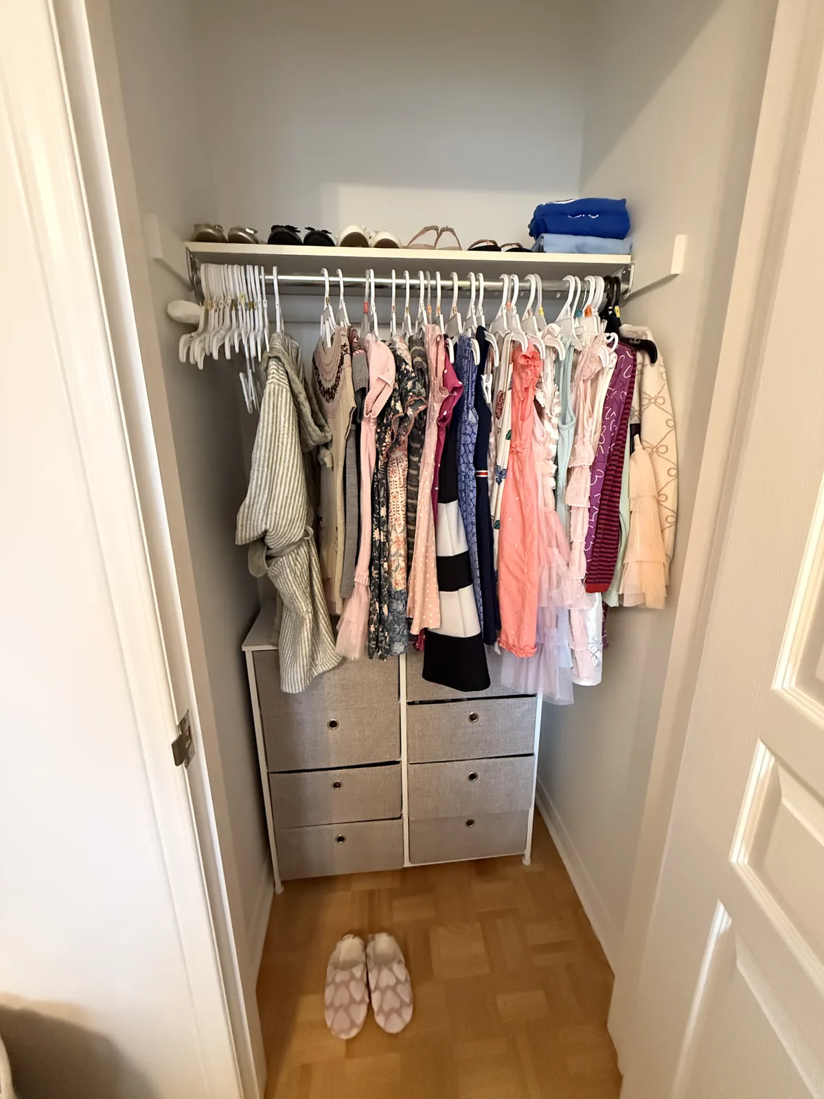 Reach-in closet after professional home organizing in the GTA - Chaos Meets Order