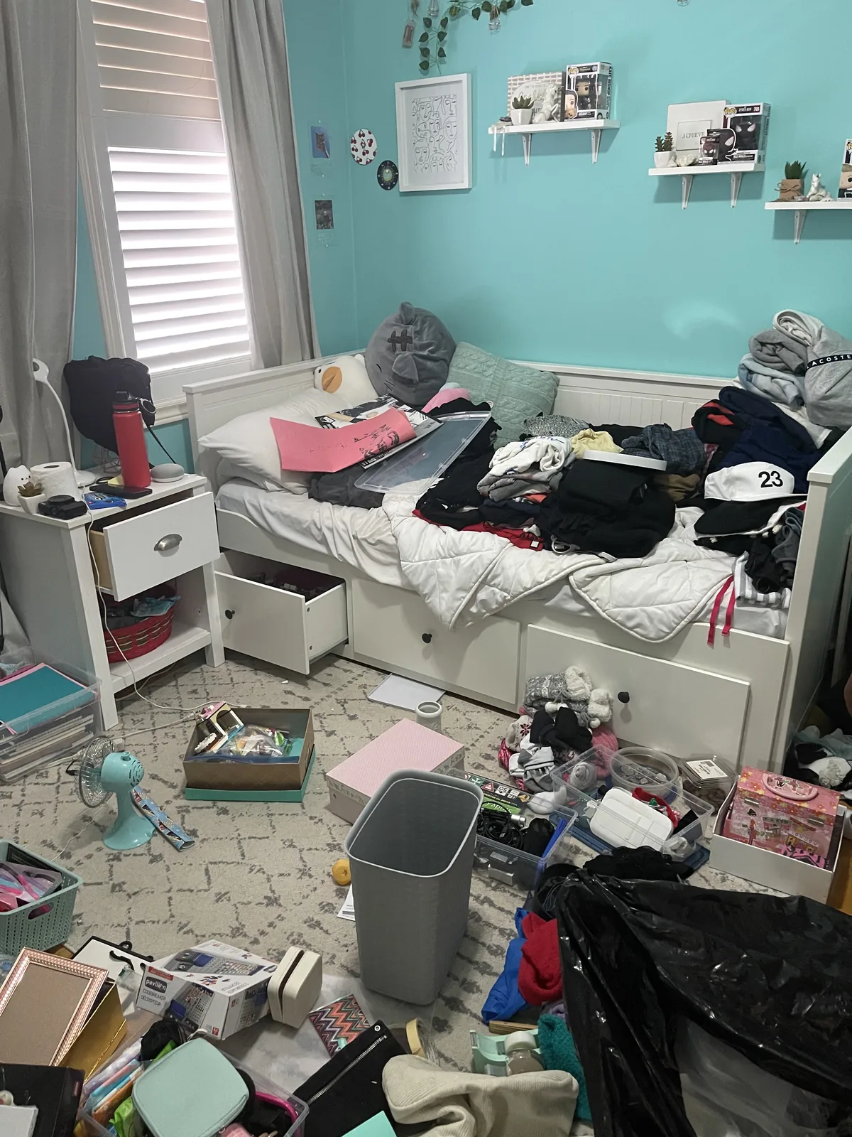 Teen bedroom before professional home organizing in the GTA - Chaos Meets Order